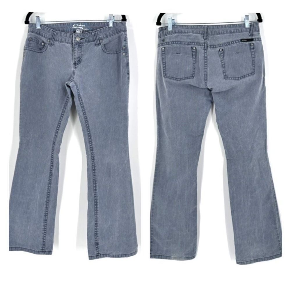 Oakley Industrial Denim‎ Women's Bootcut Jeans Gray Light Wash Size low rise
